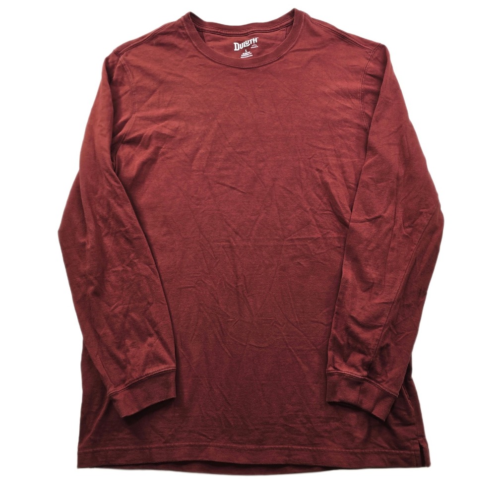 Duluth Trading Long Sleeve T Shirt Mens Large Maroon Slim Fit Longtail‎ Tail